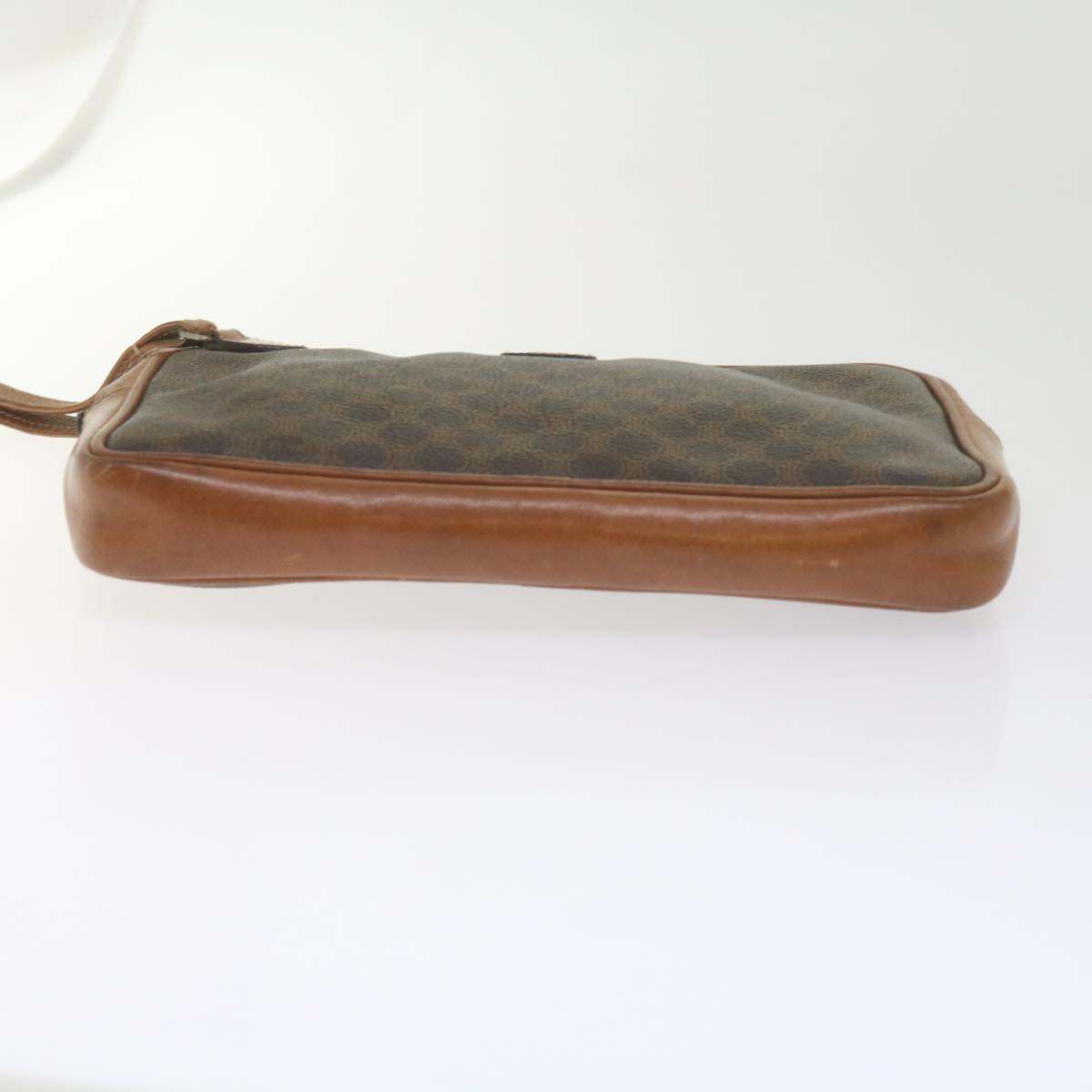 CELINE Macadam Canvas Clutch Bag PVC Leather Brown Auth 61062