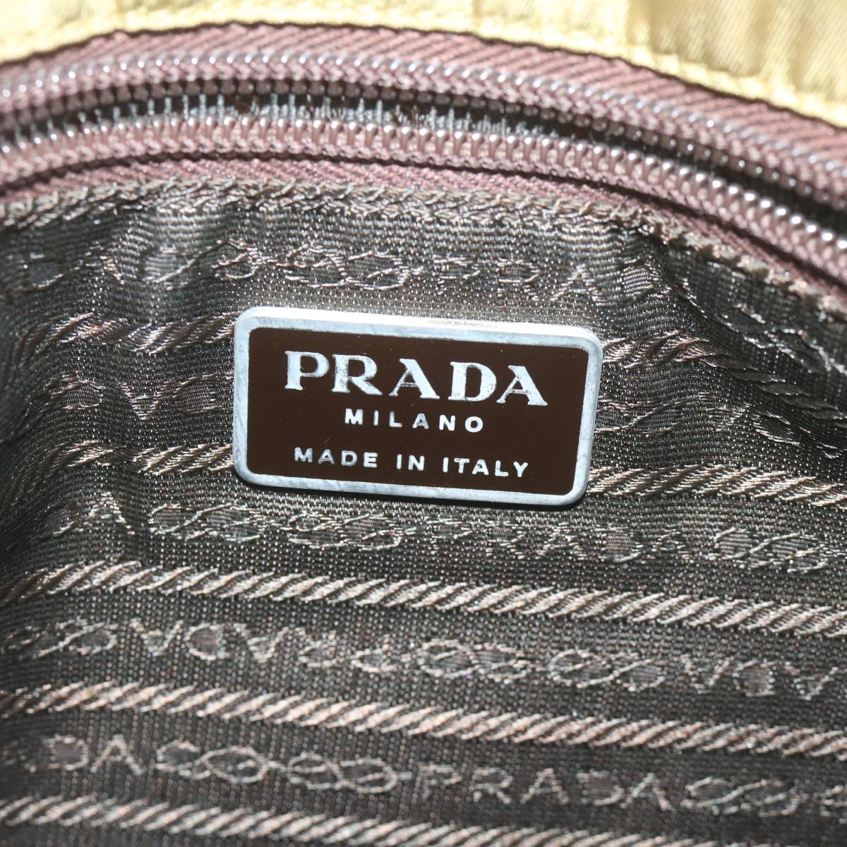 PRADA Tote Bag Nylon Beige Auth 61253