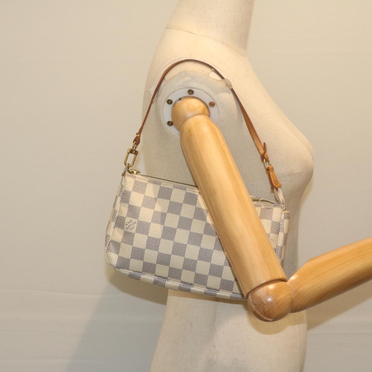 LOUIS VUITTON Damier Azur Pochette Accessoires Pouch N51986 LV Auth 61281