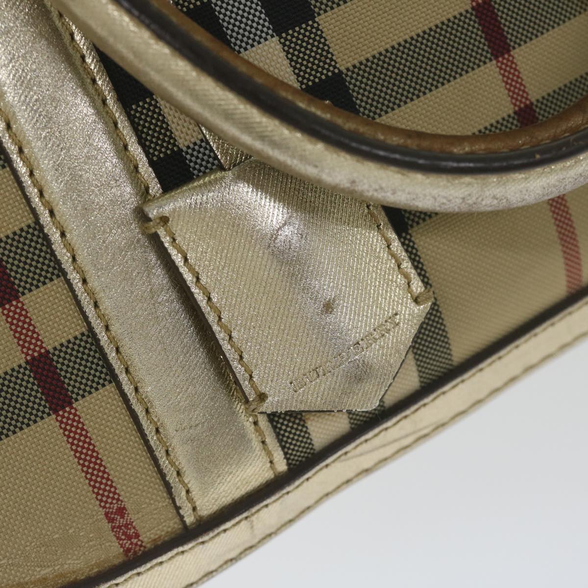 BURBERRY Nova Check Hand Bag Nylon Canvas Beige Auth 61344