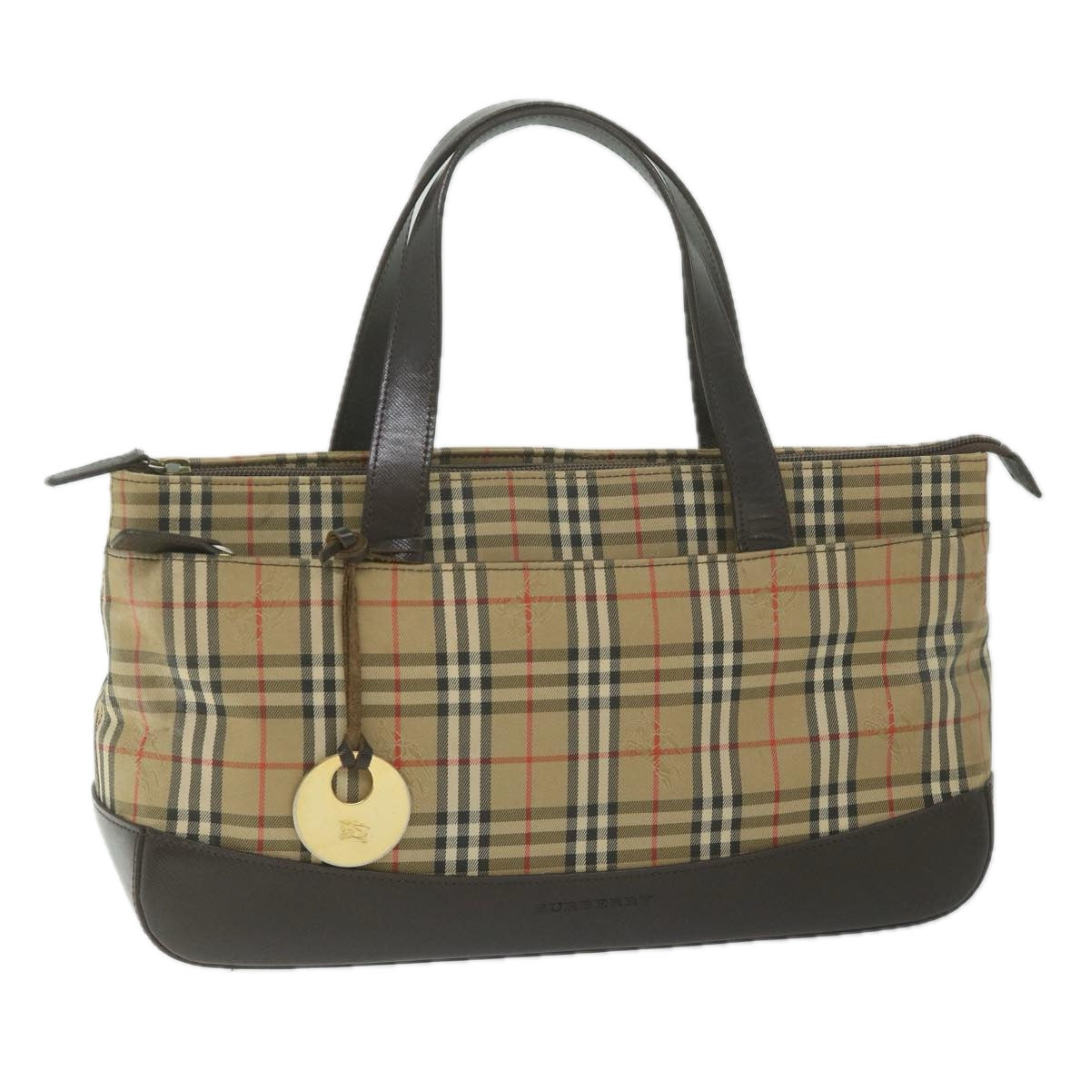 BURBERRY Nova Check Hand Bag Canvas Beige Auth 61346