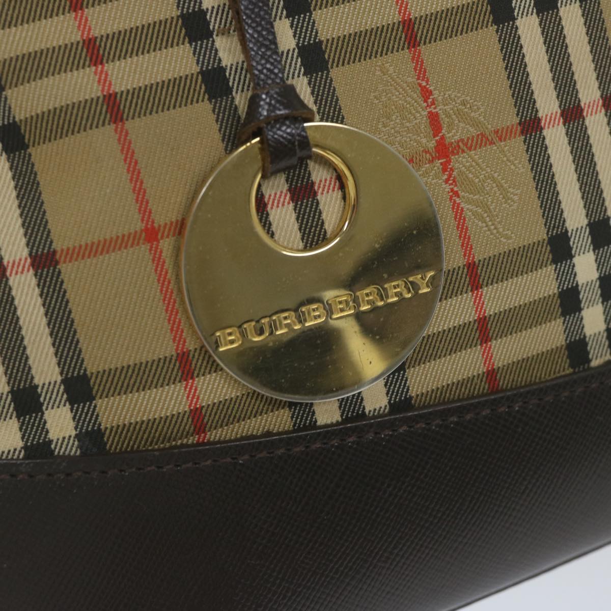 BURBERRY Nova Check Hand Bag Canvas Beige Auth 61346