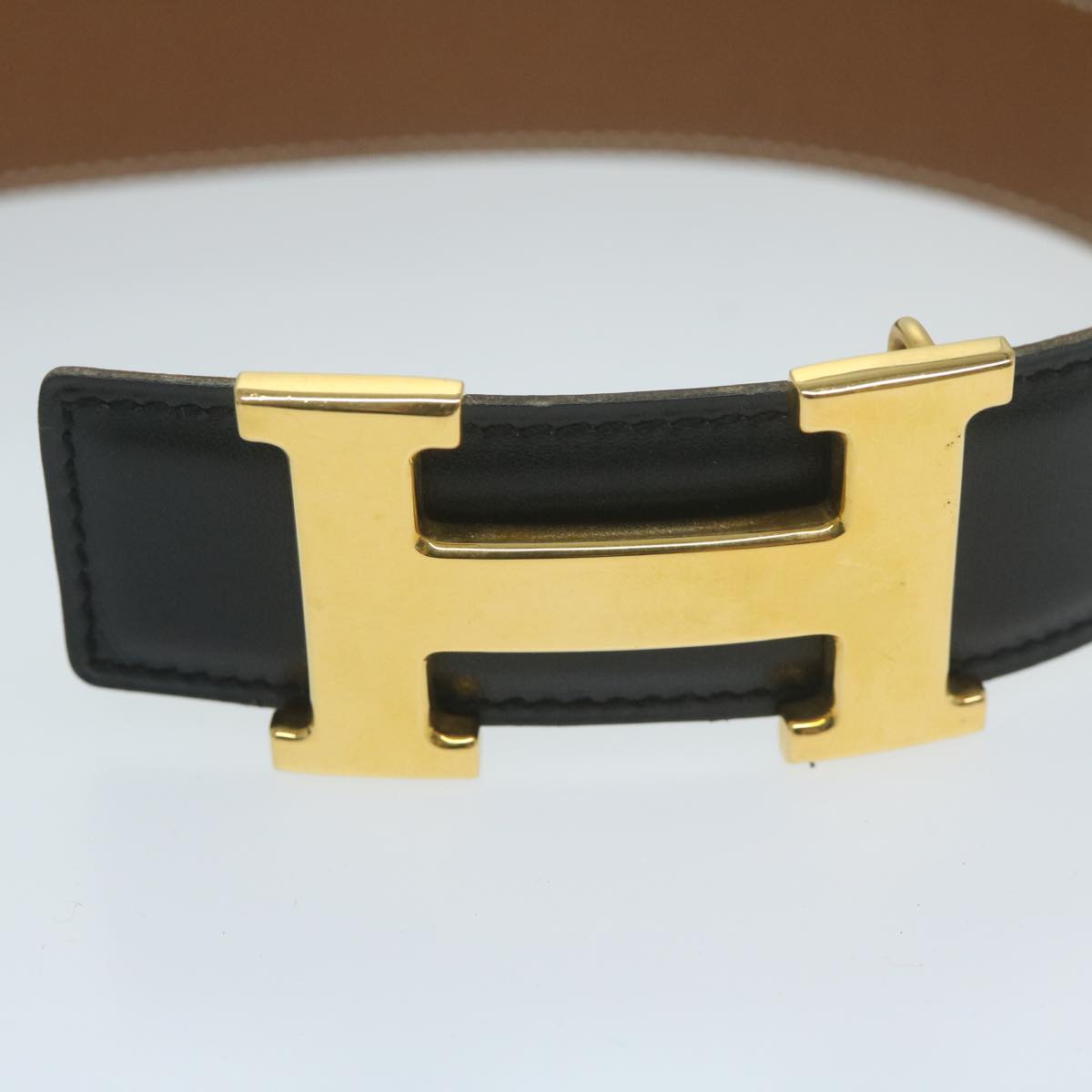 HERMES Constance Belt Leather 22.8""-24.8"" Black Brown Auth 61470