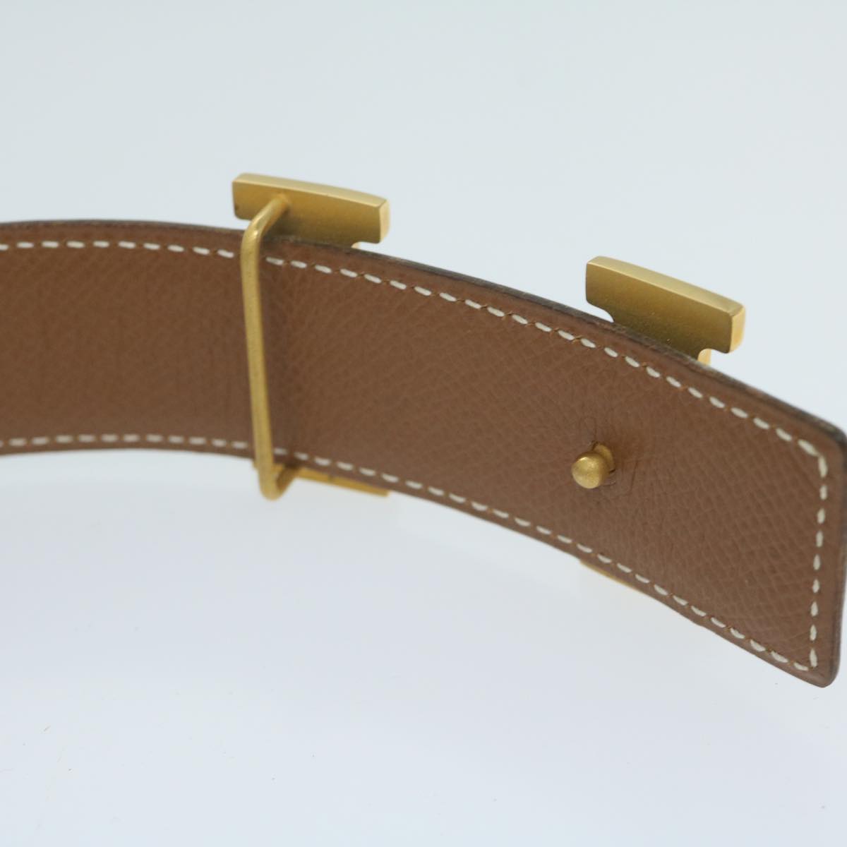 HERMES Constance Belt Leather 22.8""-24.8"" Black Brown Auth 61470