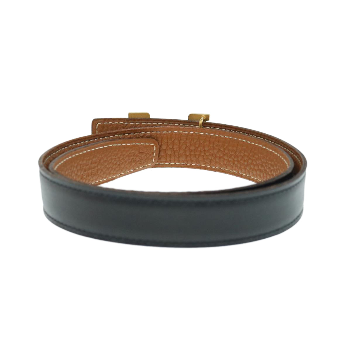 HERMES Constance Belt Leather 24.4""-26.4"" Black Brown Auth 61471