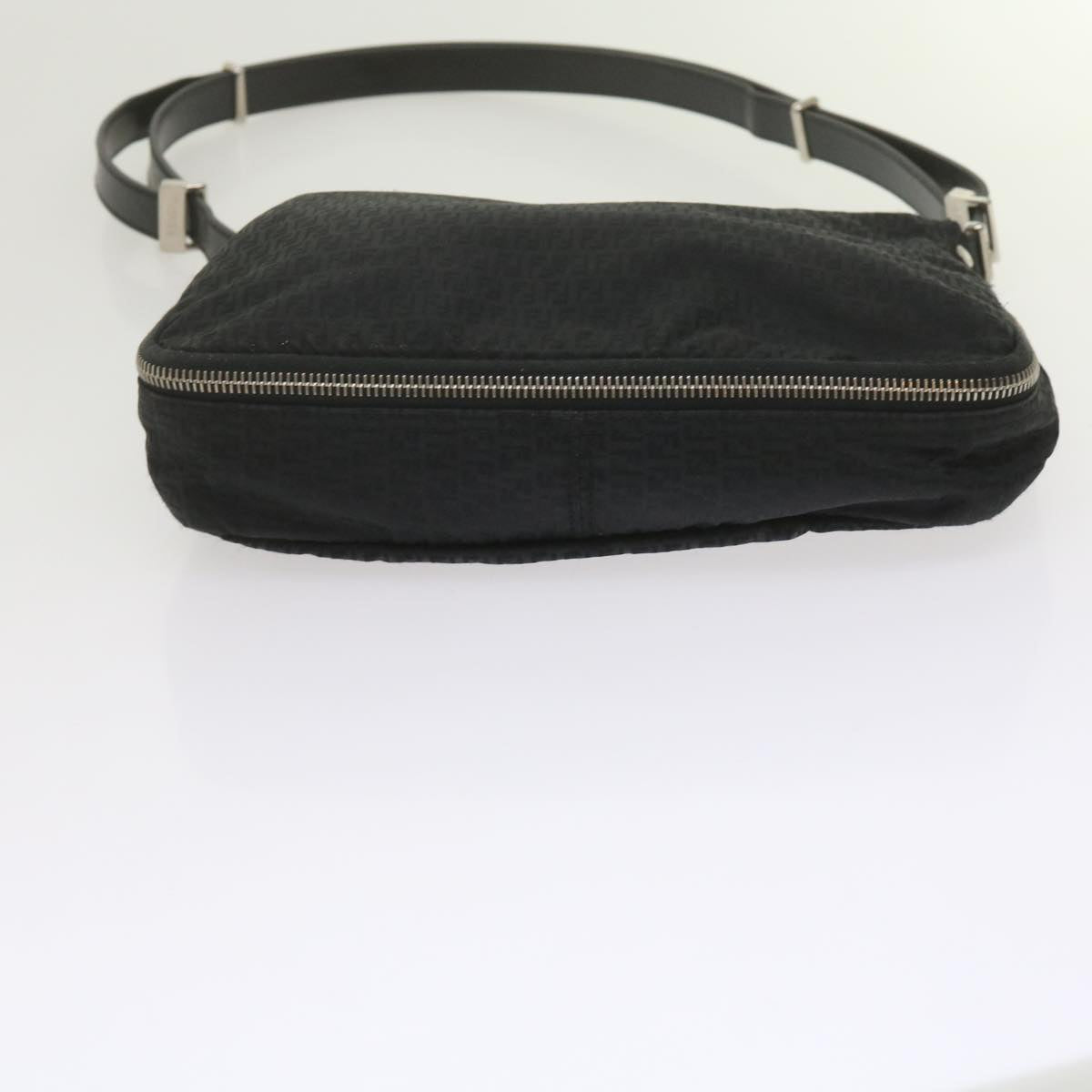 FENDI Zucchino Canvas Shoulder Bag Black Auth 61487