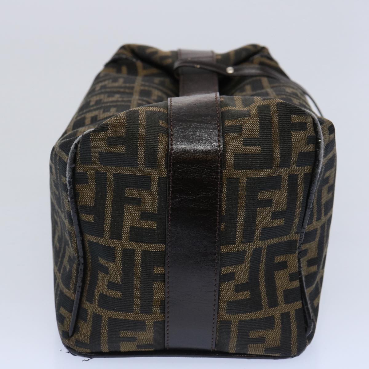 FENDI Zucca Canvas Vanity Cosmetic Pouch Black Brown Auth 61577