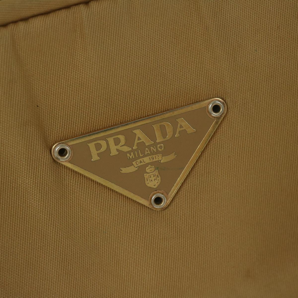 PRADA Hand Bag Nylon Beige Auth 61628