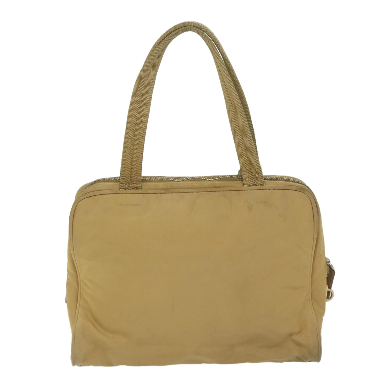 PRADA Hand Bag Nylon Beige Auth 61628