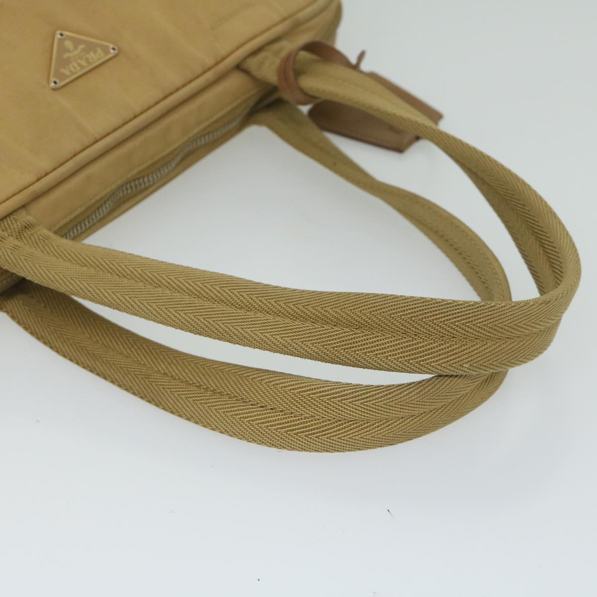 PRADA Hand Bag Nylon Beige Auth 61628