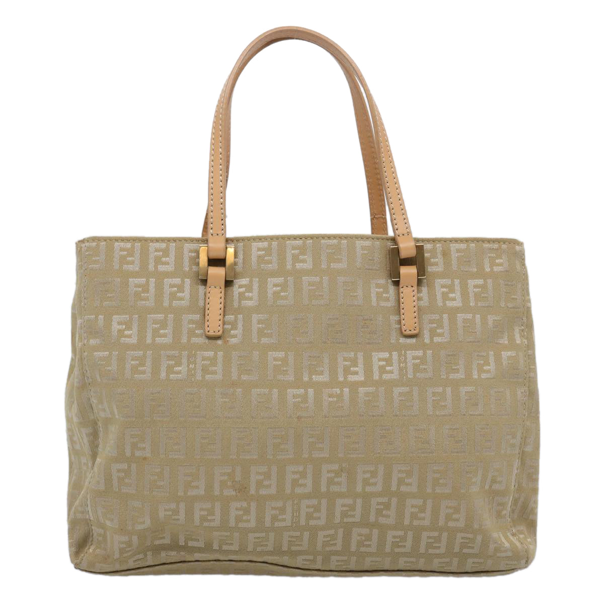 FENDI Zucchino Canvas Hand Bag Beige Auth 61641