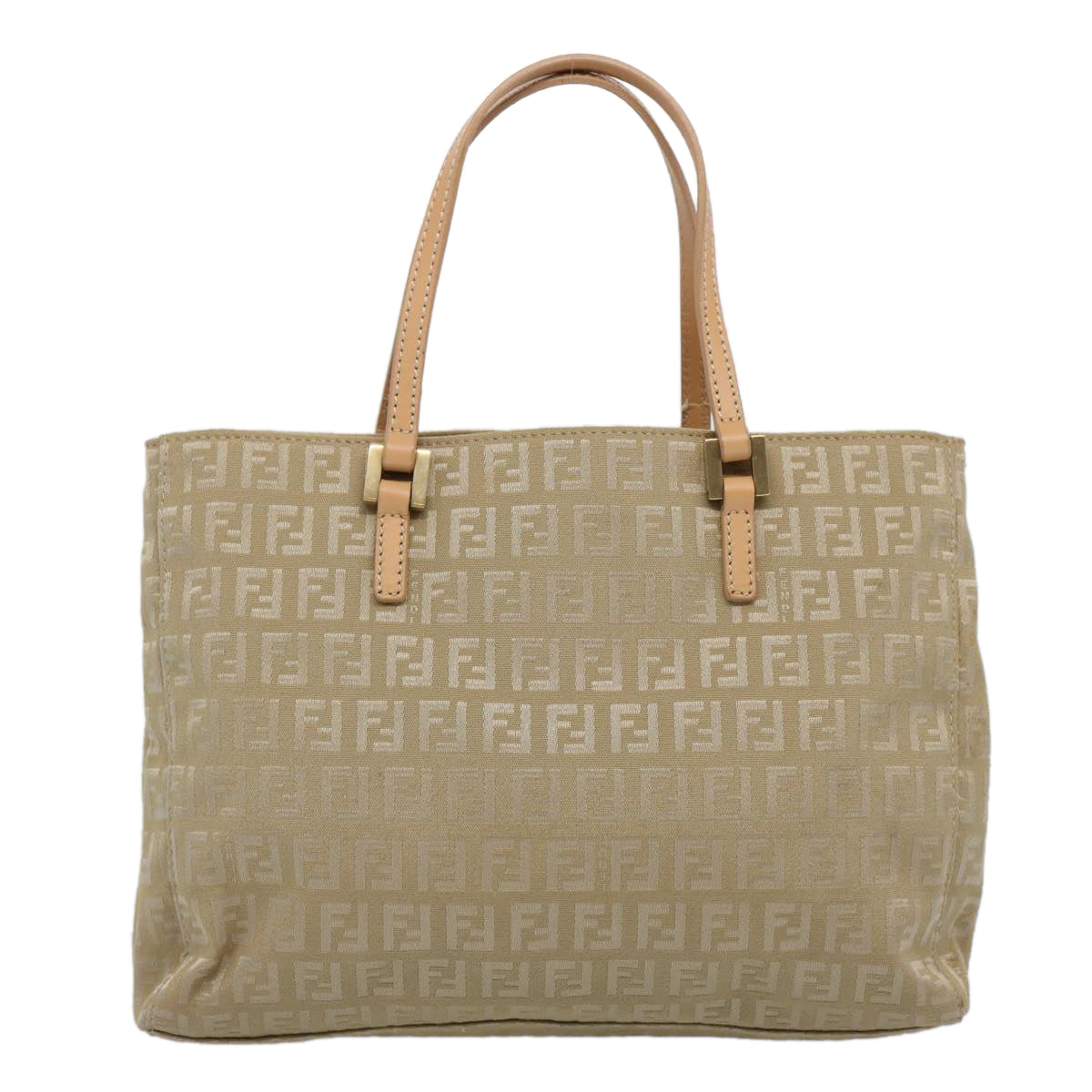 FENDI Zucchino Canvas Hand Bag Beige Auth 61641