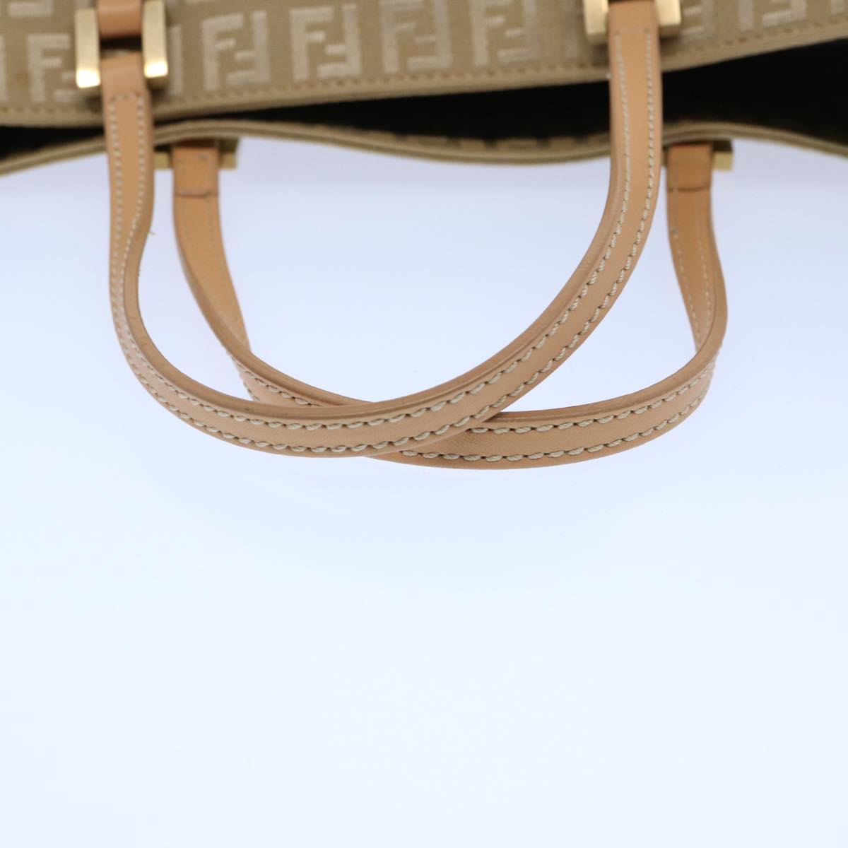 FENDI Zucchino Canvas Hand Bag Beige Auth 61641