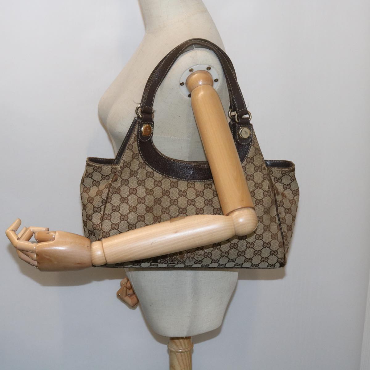 GUCCI GG Canvas Tote Bag Beige Auth 61699