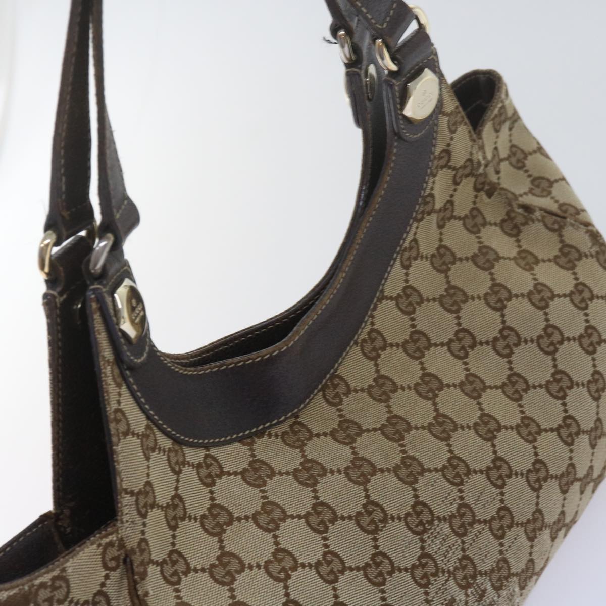 GUCCI GG Canvas Tote Bag Beige Auth 61699