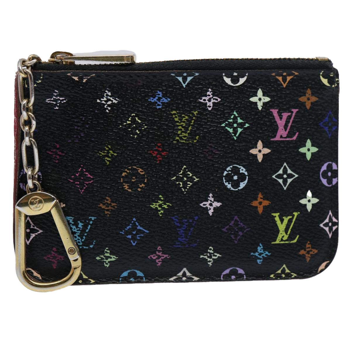 LOUIS VUITTON Multicolor Pochette Cles NM Coin Purse Black M60279 LV Auth 61727