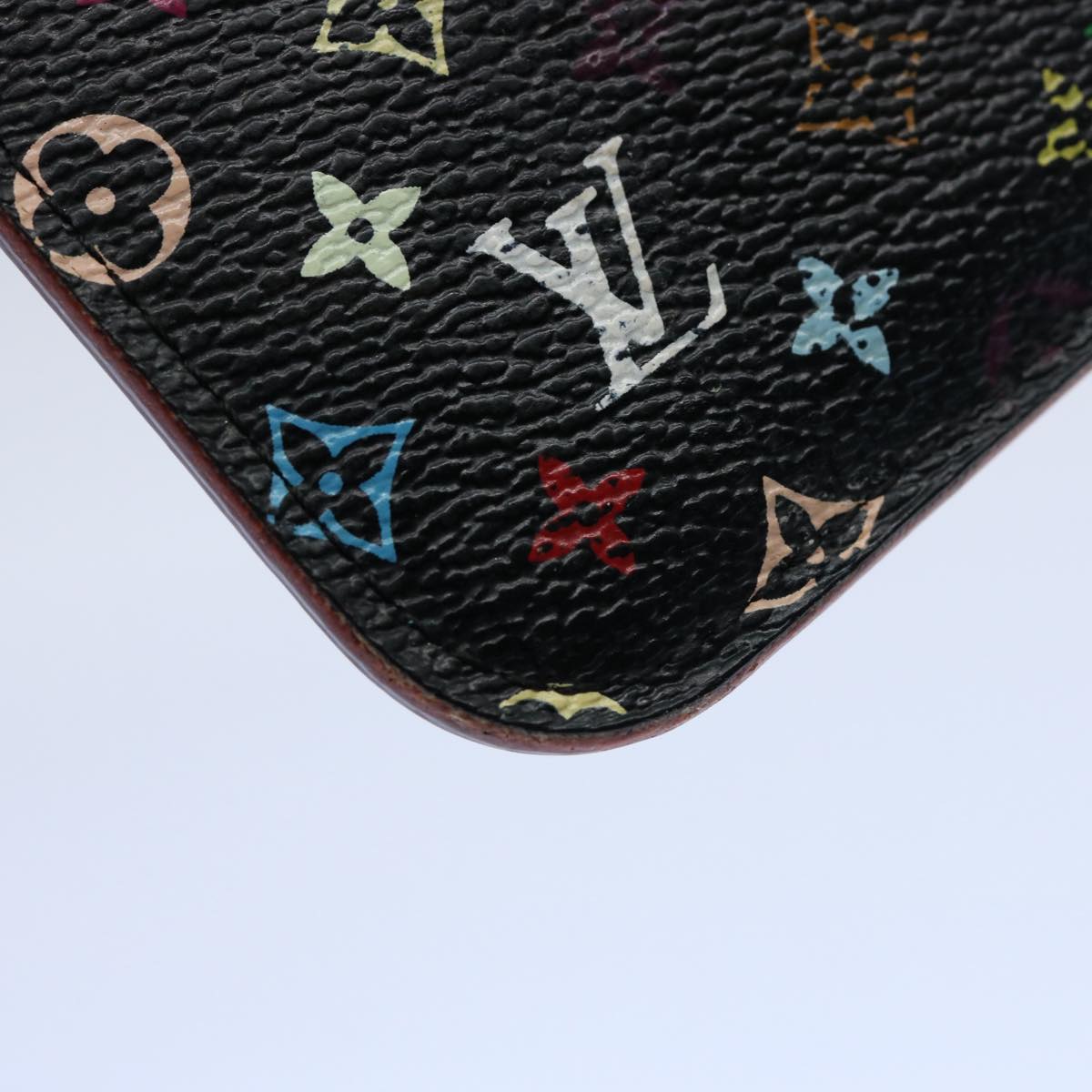 LOUIS VUITTON Multicolor Pochette Cles NM Coin Purse Black M60279 LV Auth 61727