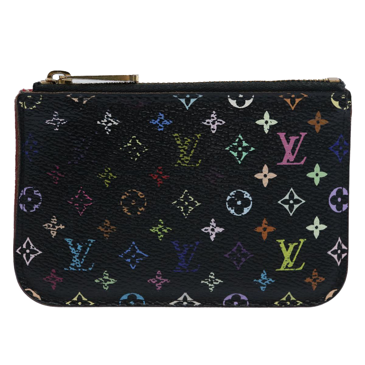 LOUIS VUITTON Multicolor Pochette Cles NM Coin Purse Black M60279 LV Auth 61727