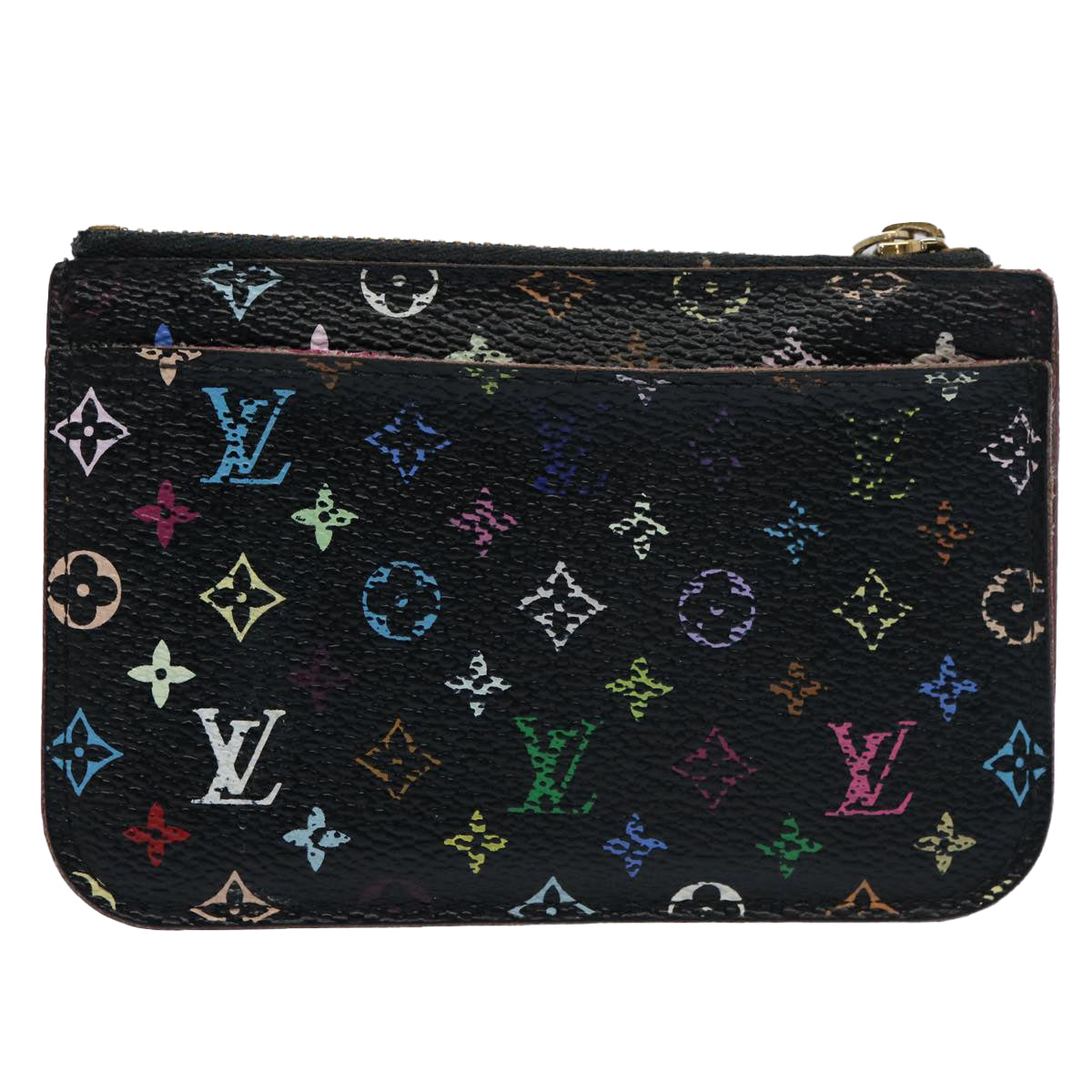 LOUIS VUITTON Multicolor Pochette Cles NM Coin Purse Black M60279 LV Auth 61727