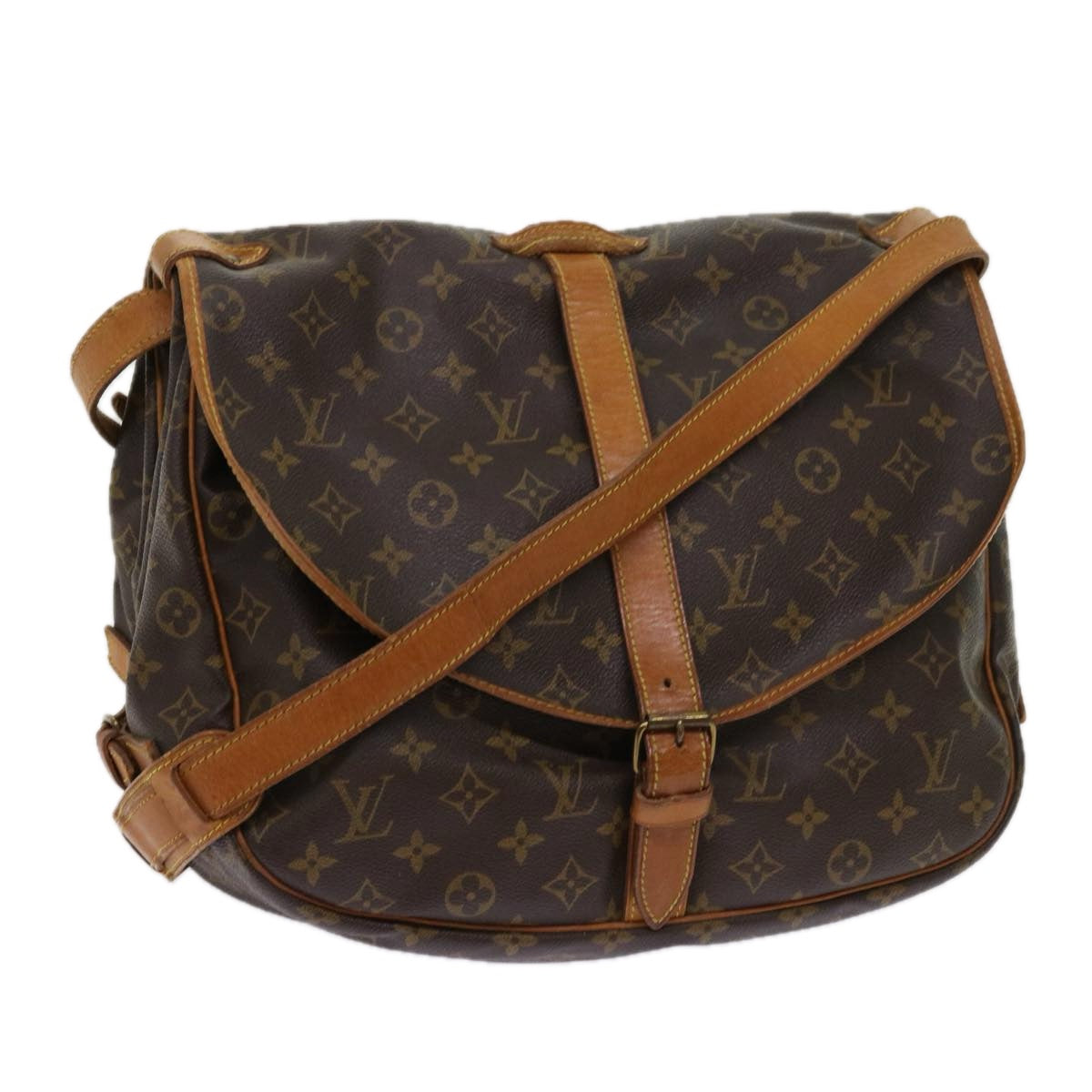 LOUIS VUITTON Monogram Saumur 35 Shoulder Bag M42254 LV Auth 61949