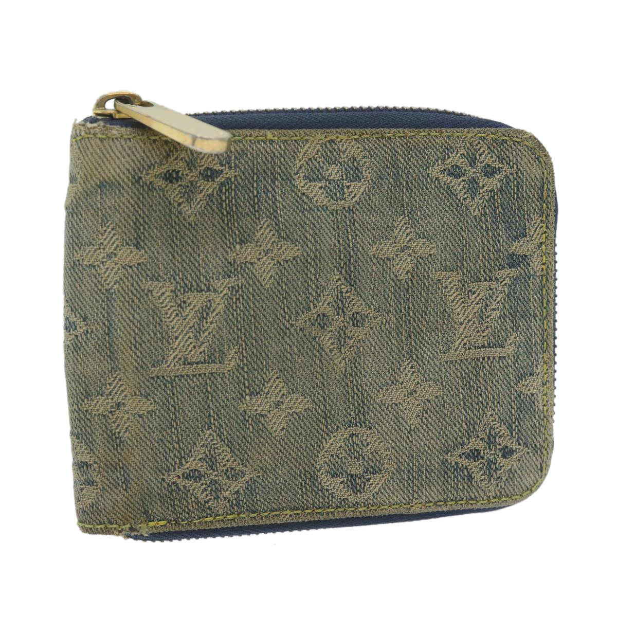 LOUIS VUITTON Monogram Denim Mini Zippy Wallet Wallet Blue M95342 LV Auth 61986