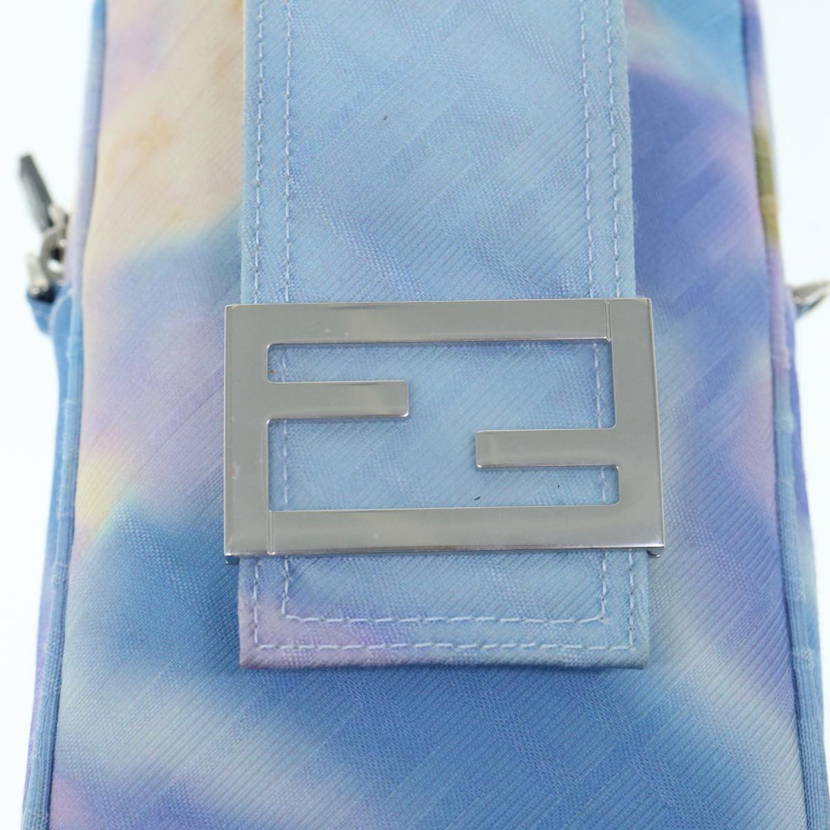 FENDI Zucca Canvas Shoulder Bag Light Blue Auth 62025SAV
