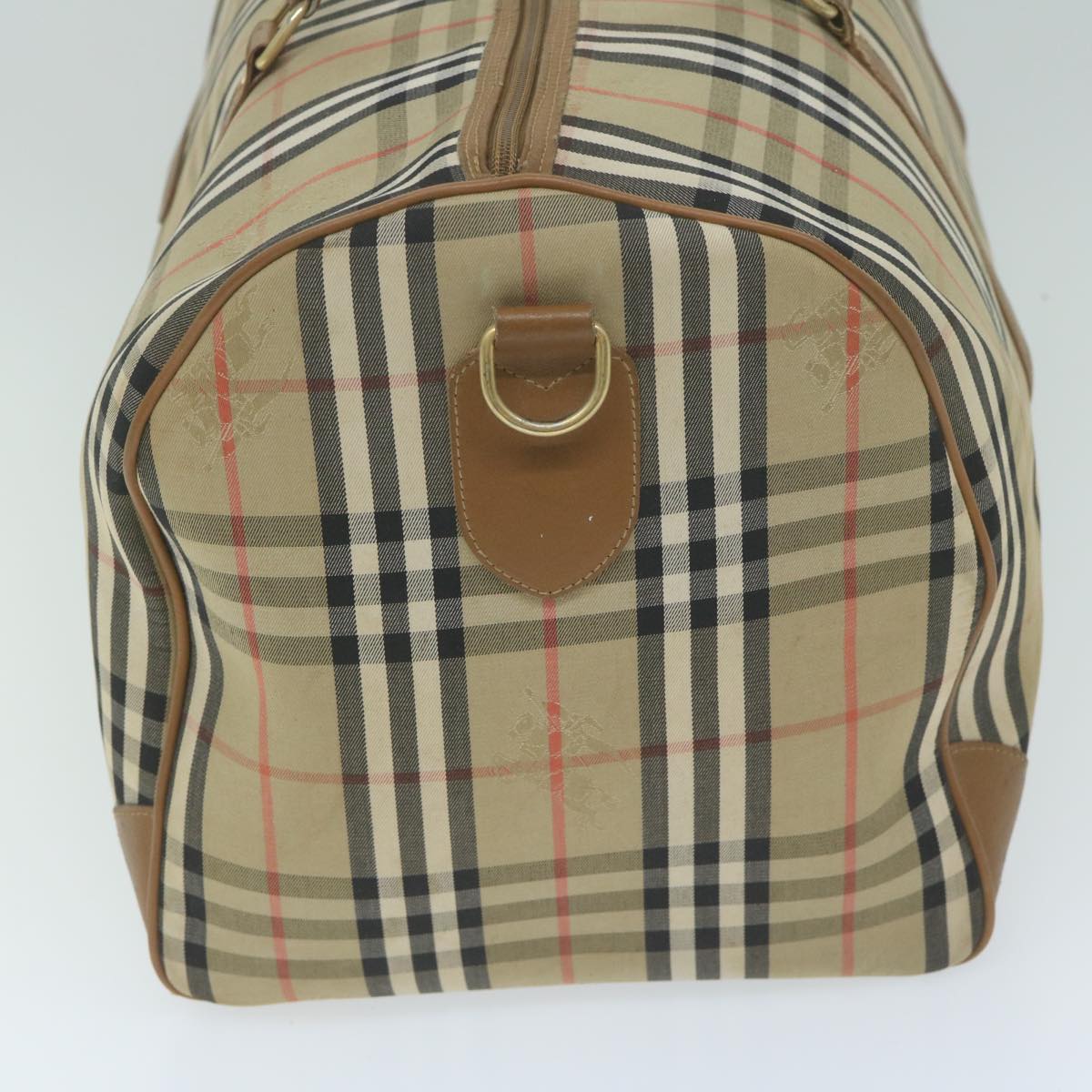 Burberrys Nova Check Boston Bag Nylon Canvas Beige Auth 62118