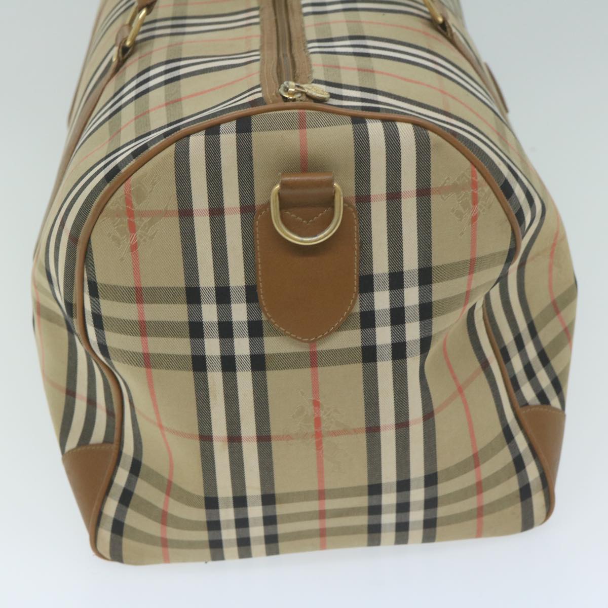 Burberrys Nova Check Boston Bag Nylon Canvas Beige Auth 62118