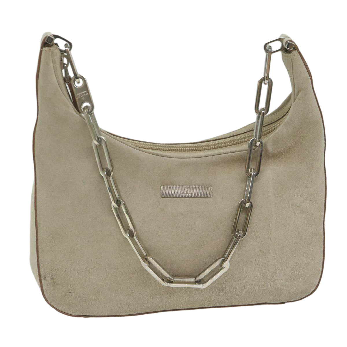 GUCCI Chain Shoulder Bag Suede Beige 001 3873 3754 Auth 62200