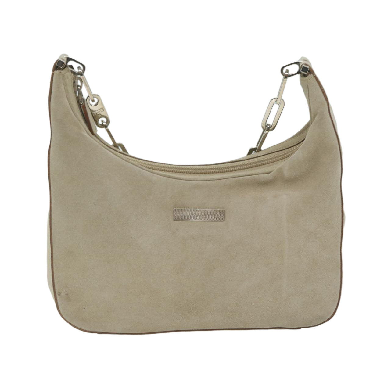 GUCCI Chain Shoulder Bag Suede Beige 001 3873 3754 Auth 62200