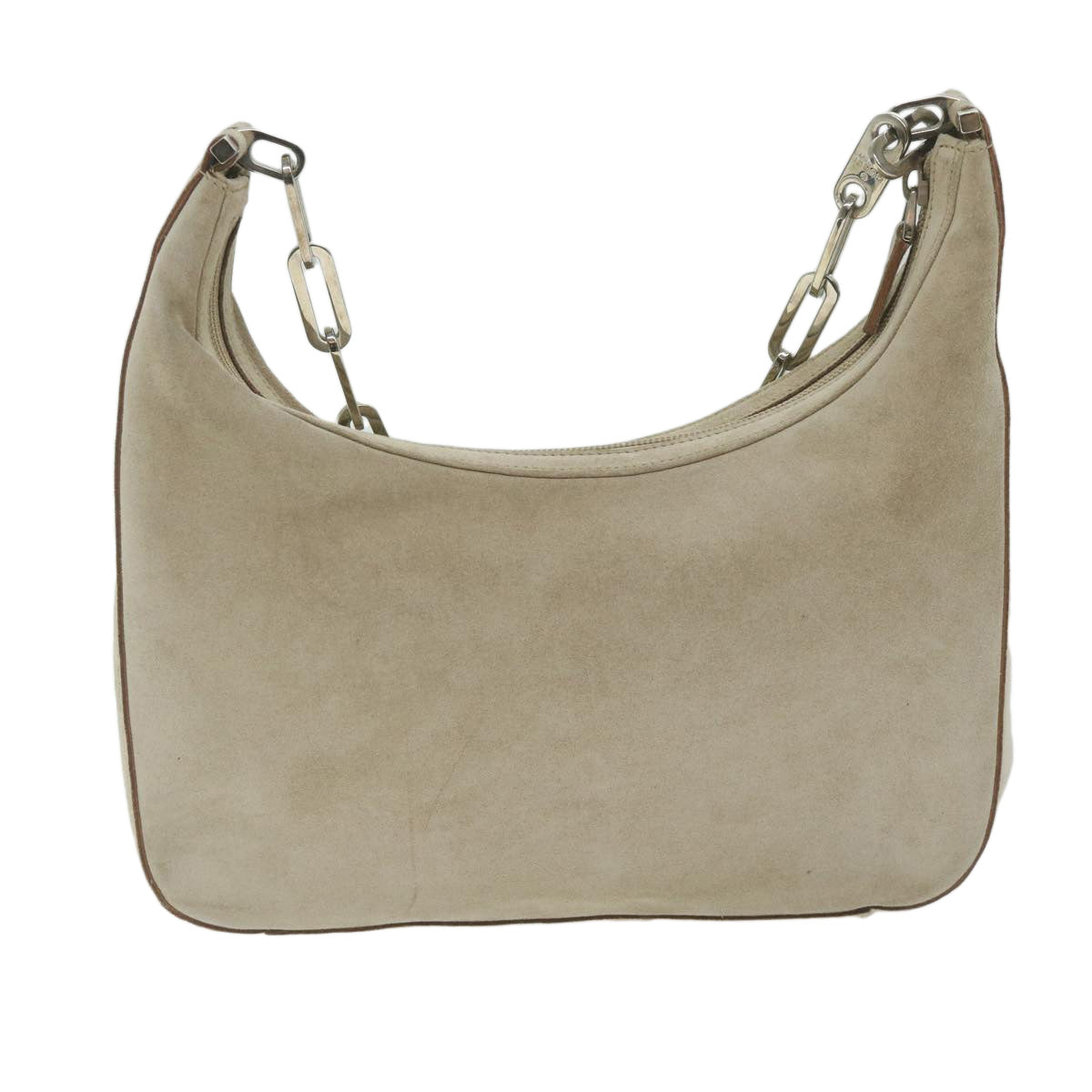 GUCCI Chain Shoulder Bag Suede Beige 001 3873 3754 Auth 62200