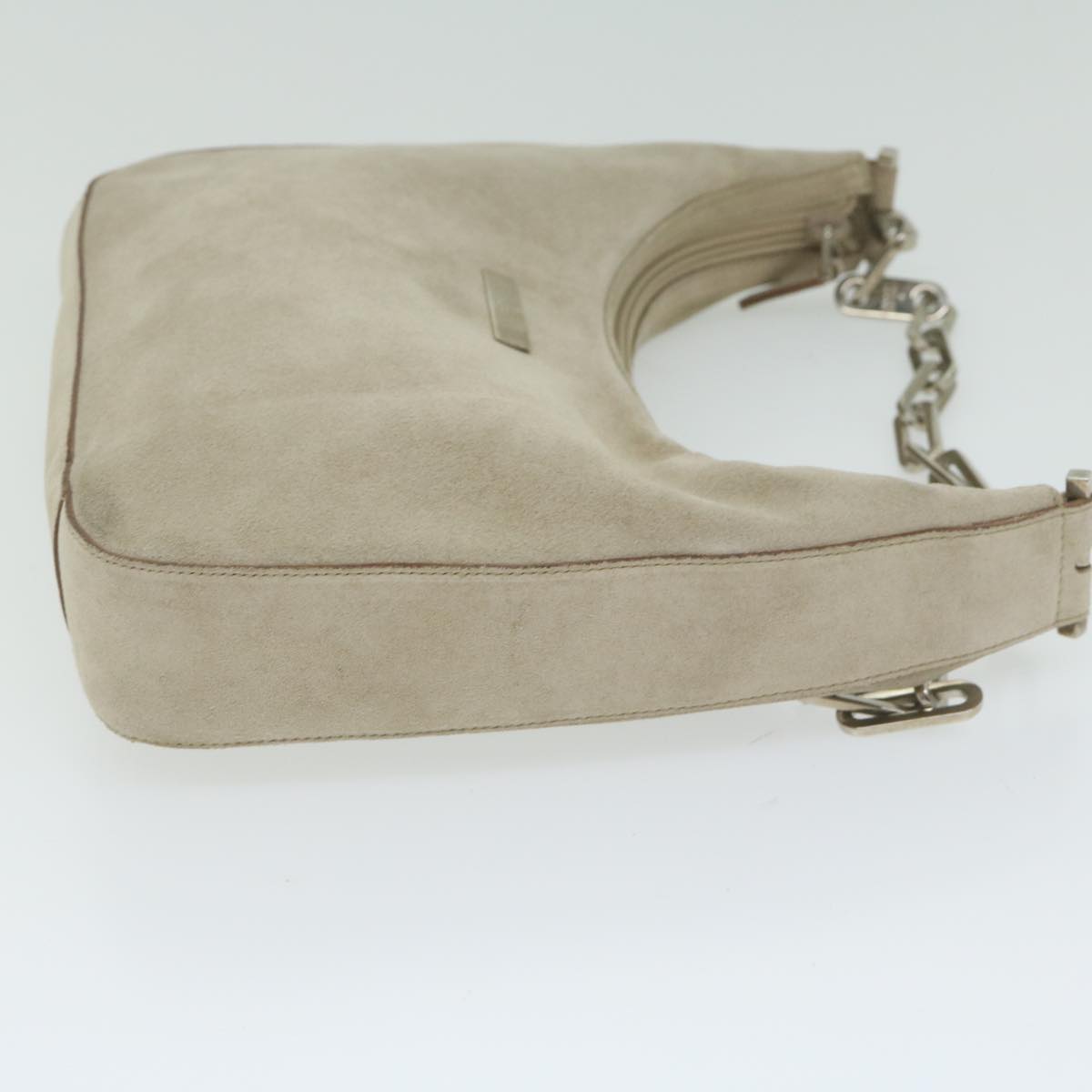 GUCCI Chain Shoulder Bag Suede Beige 001 3873 3754 Auth 62200