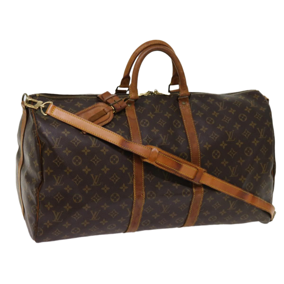 LOUIS VUITTON Monogram Keepall Bandouliere 55 Boston Bag M41414 LV Auth 62229