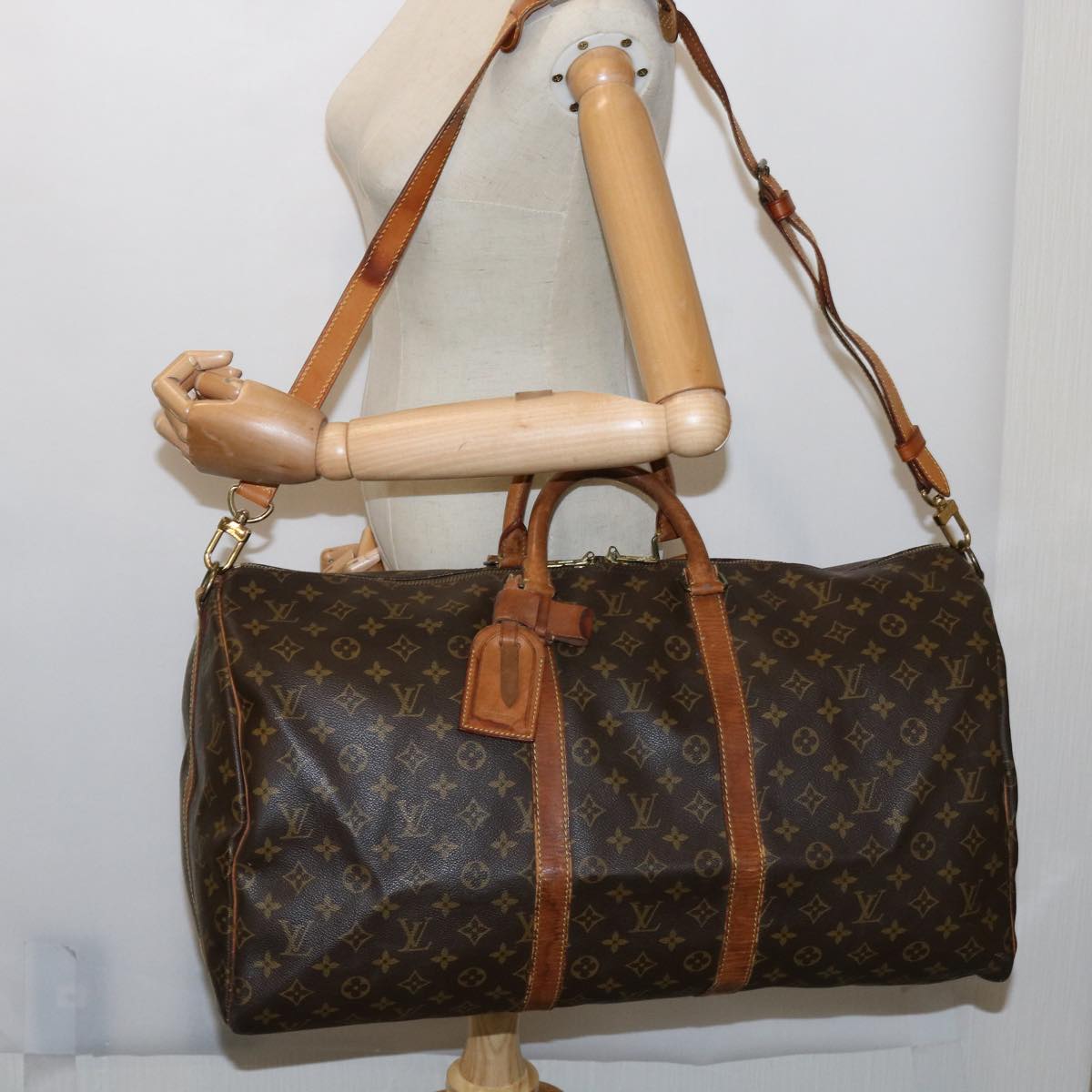 LOUIS VUITTON Monogram Keepall Bandouliere 55 Boston Bag M41414 LV Auth 62229