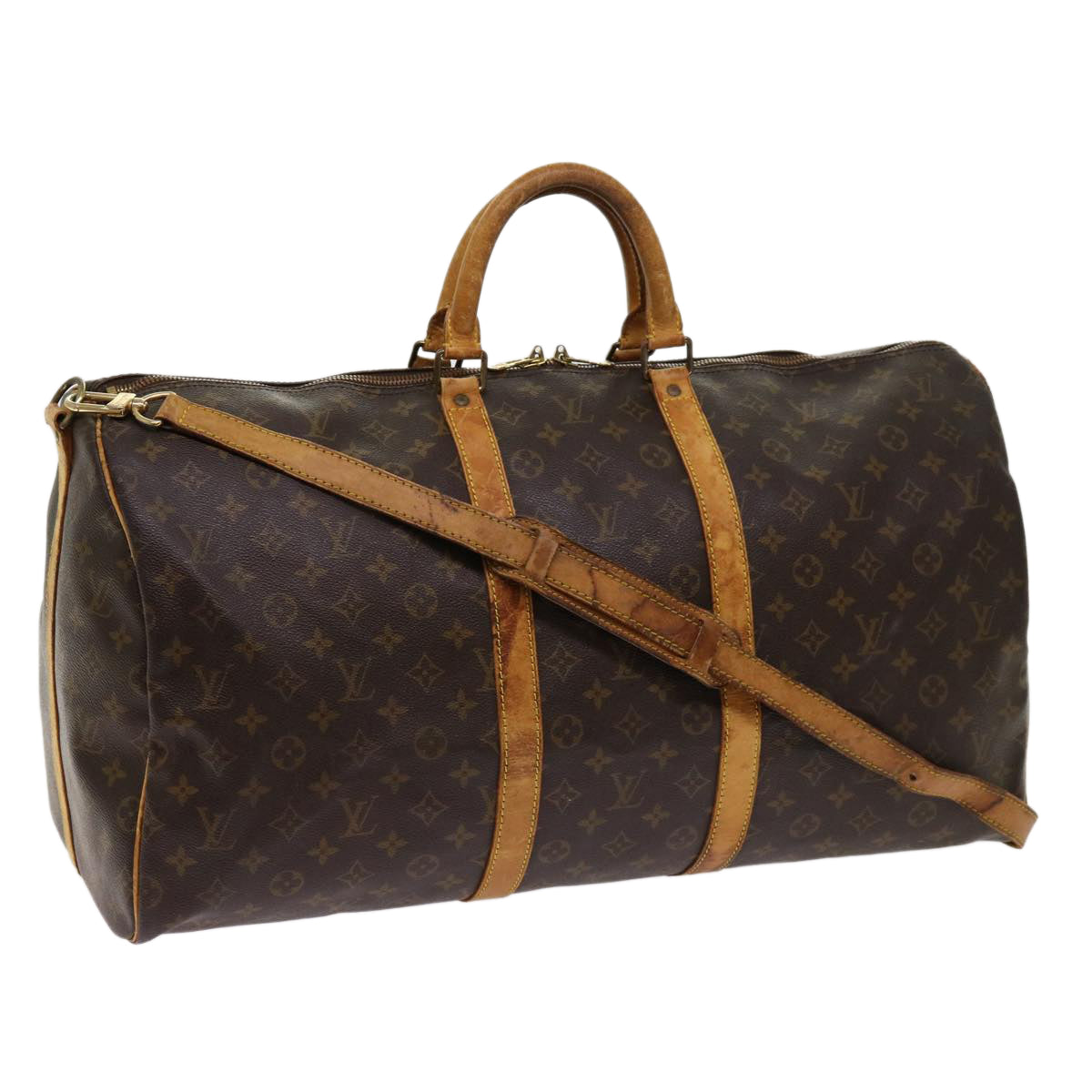 LOUIS VUITTON Monogram Keepall Bandouliere 55 Boston Bag M41414 LV Auth 62230