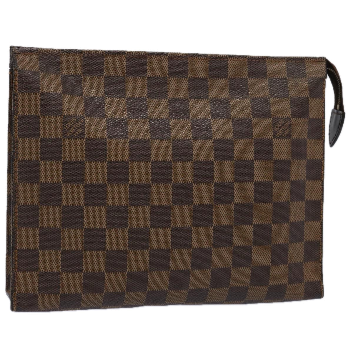 LOUIS VUITTON Damier Ebene Poche Toilette 26 Pouch N47543 LV Auth 62271