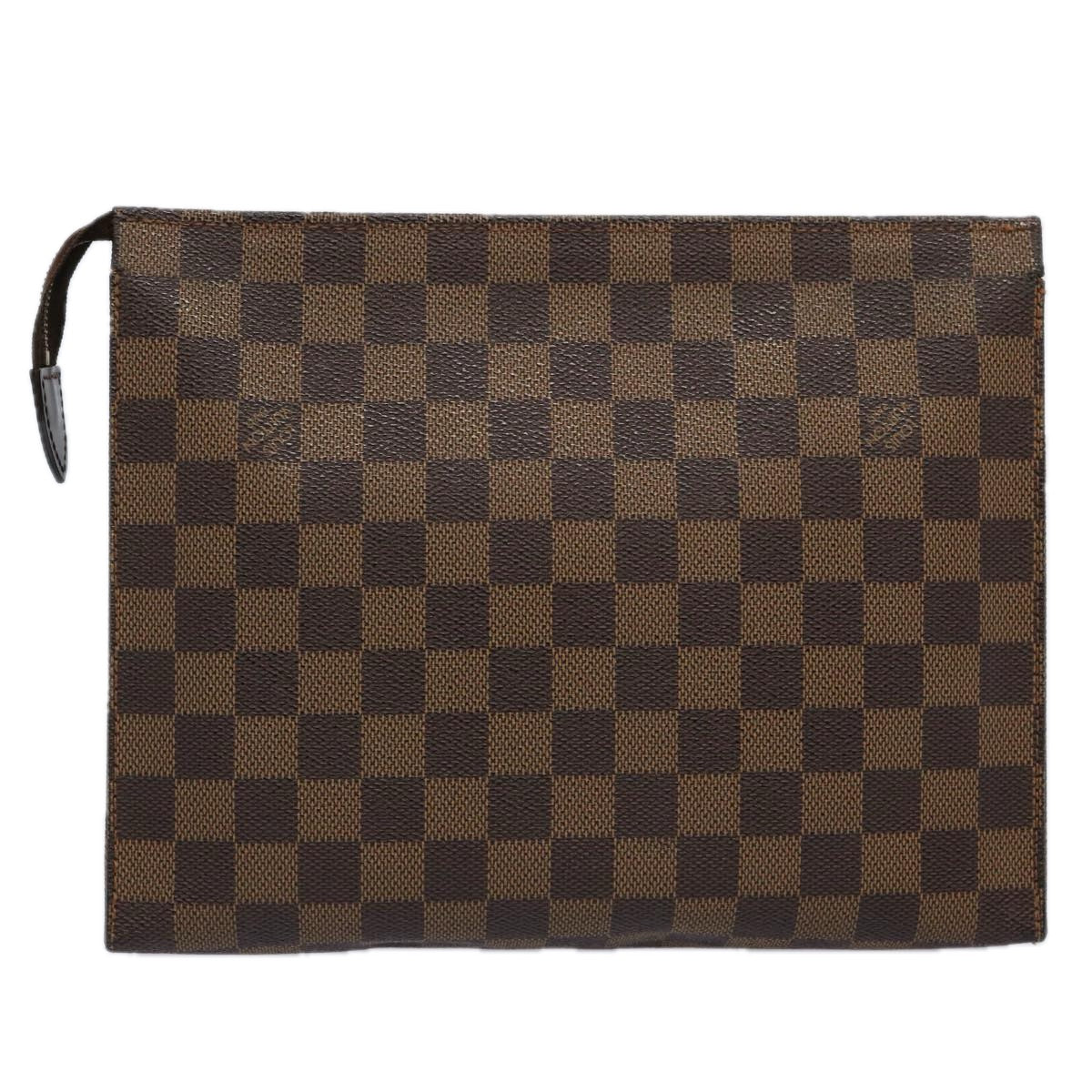 LOUIS VUITTON Damier Ebene Poche Toilette 26 Pouch N47543 LV Auth 62271