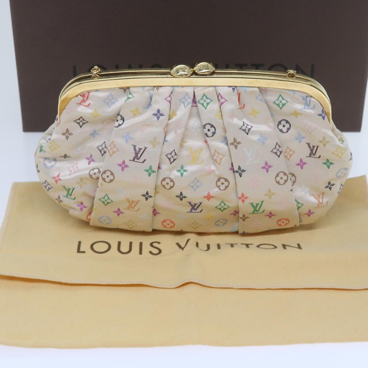 LOUIS VUITTON Monogram Multicolor Omoniere Hand Bag White LV Auth 62290SV