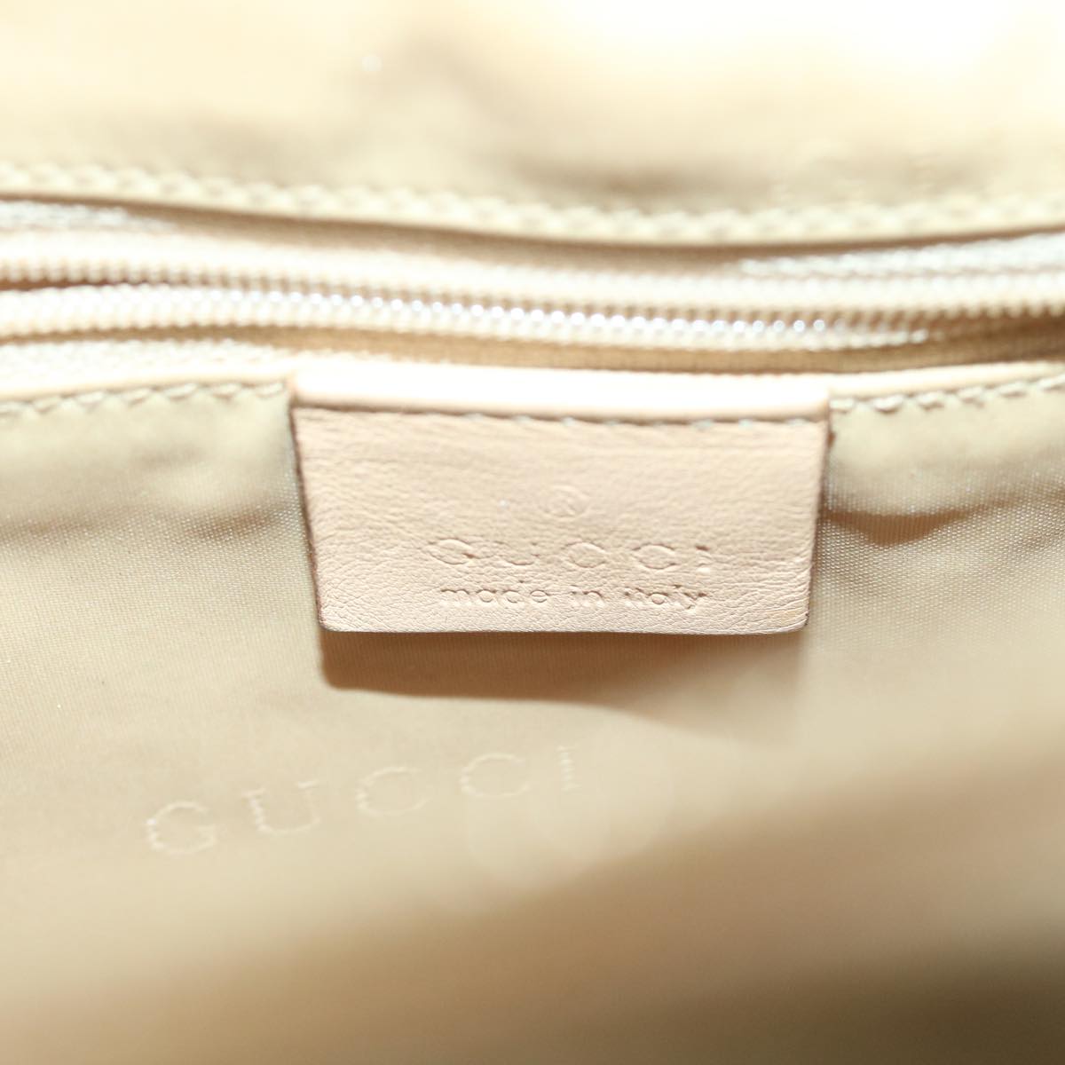 GUCCI Chain Shoulder Bag Leather Beige 001 3874 2404 Auth 62334