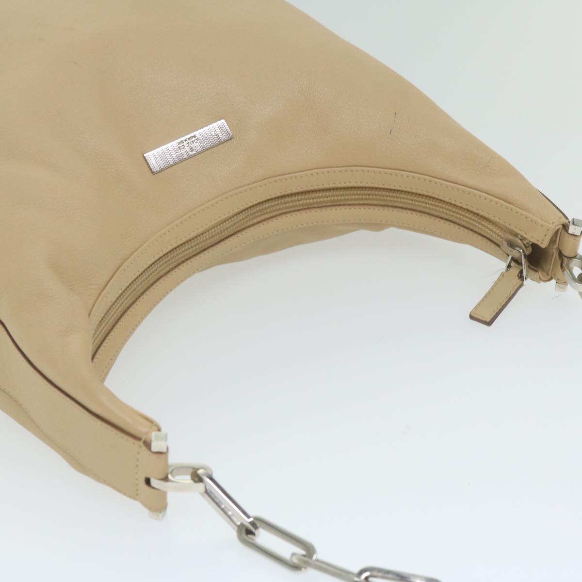 GUCCI Chain Shoulder Bag Leather Beige 001 3874 2404 Auth 62334