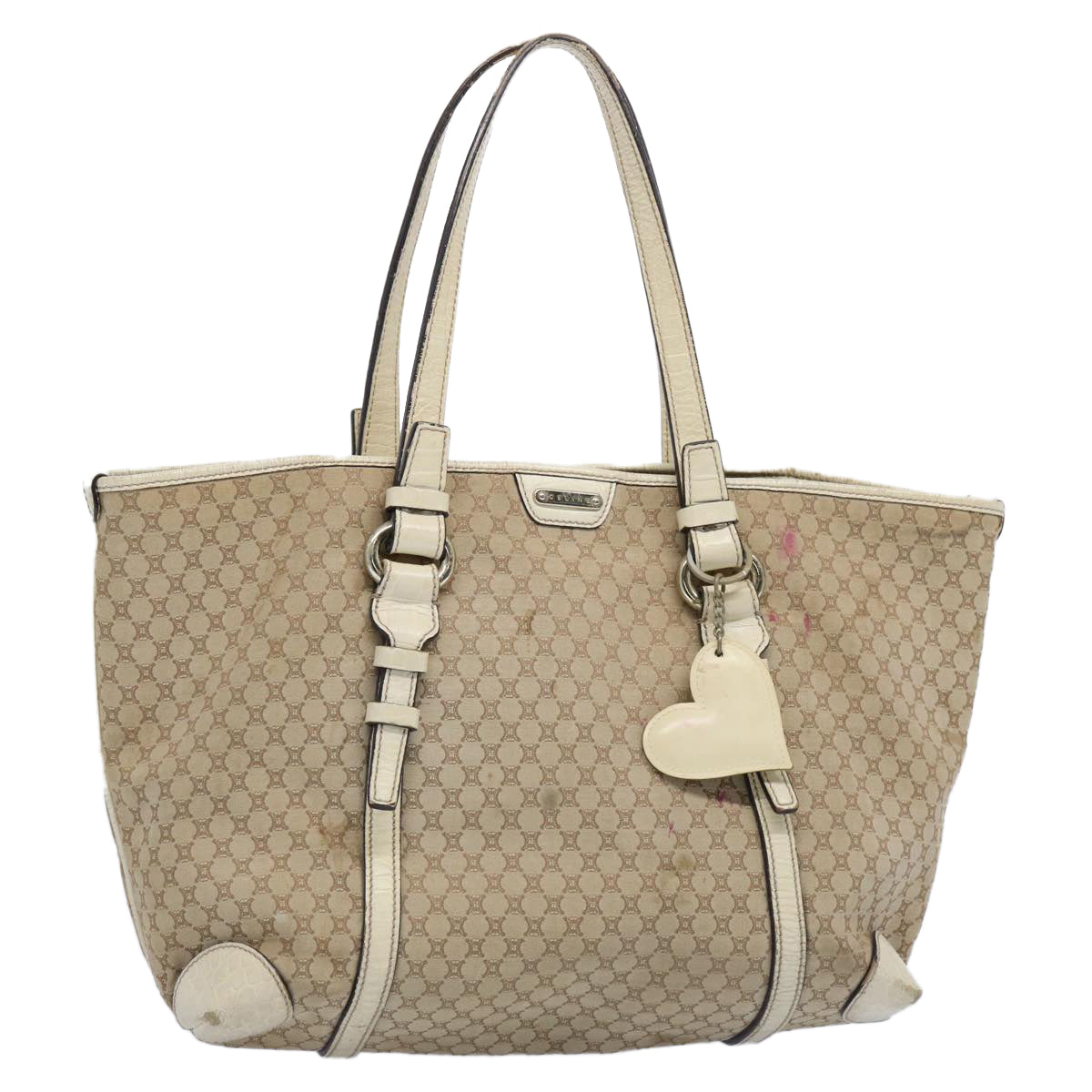 CELINE Macadam Canvas Tote Bag Beige Auth 62341