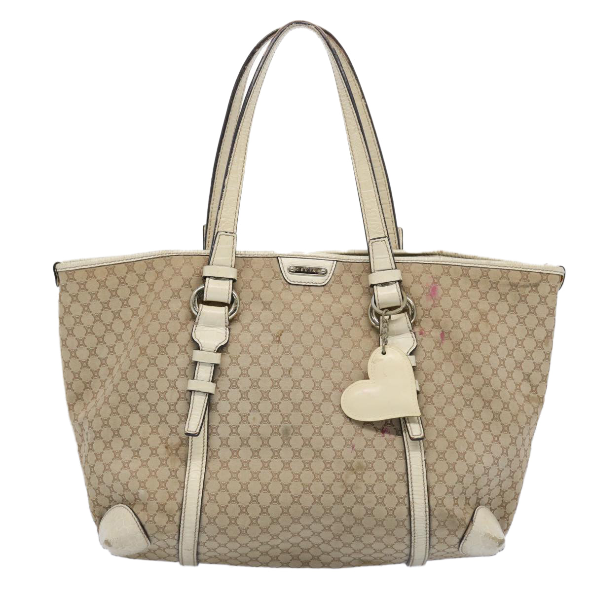 CELINE Macadam Canvas Tote Bag Beige Auth 62341