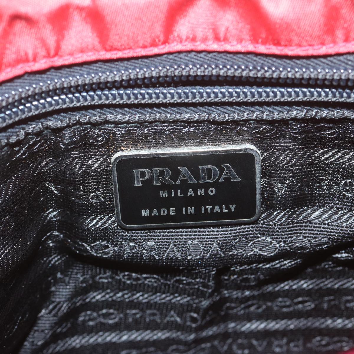 PRADA Hand Bag Nylon Red Auth 62359