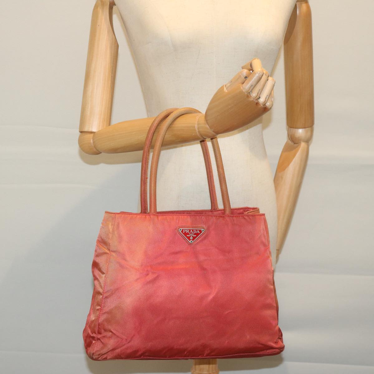 PRADA Hand Bag Nylon Red Auth 62359