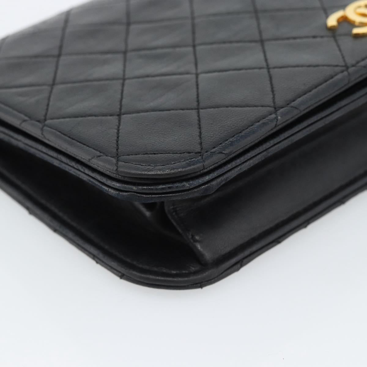 CHANEL Matelasse Chain Shoulder Bag Lamb Skin Black CC Auth 62395