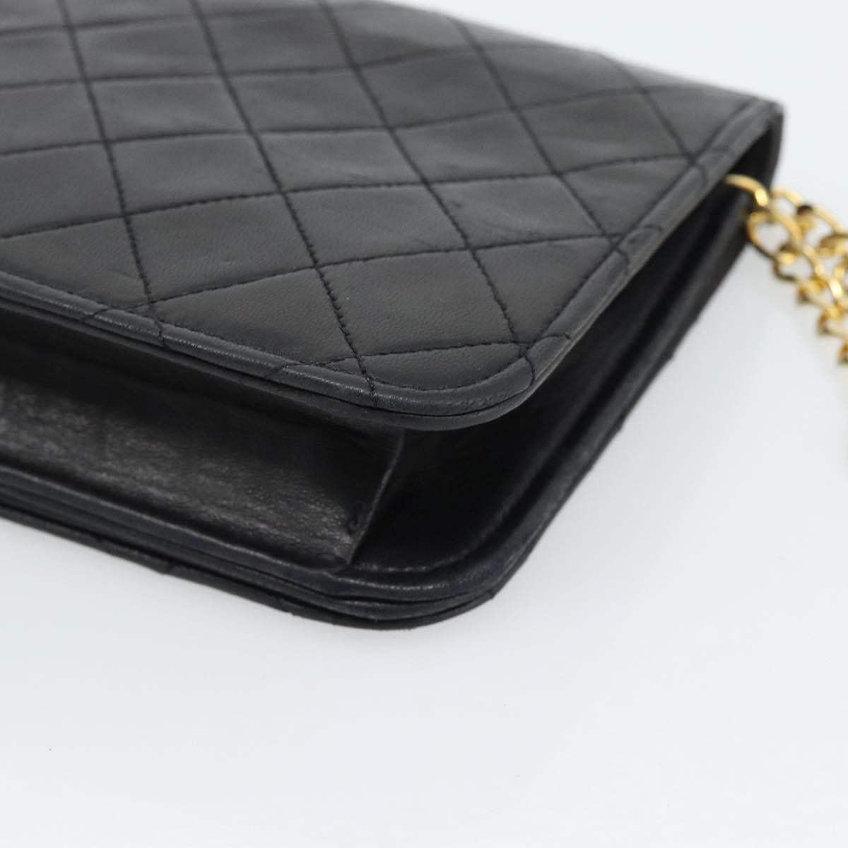 CHANEL Matelasse Chain Shoulder Bag Lamb Skin Black CC Auth 62395