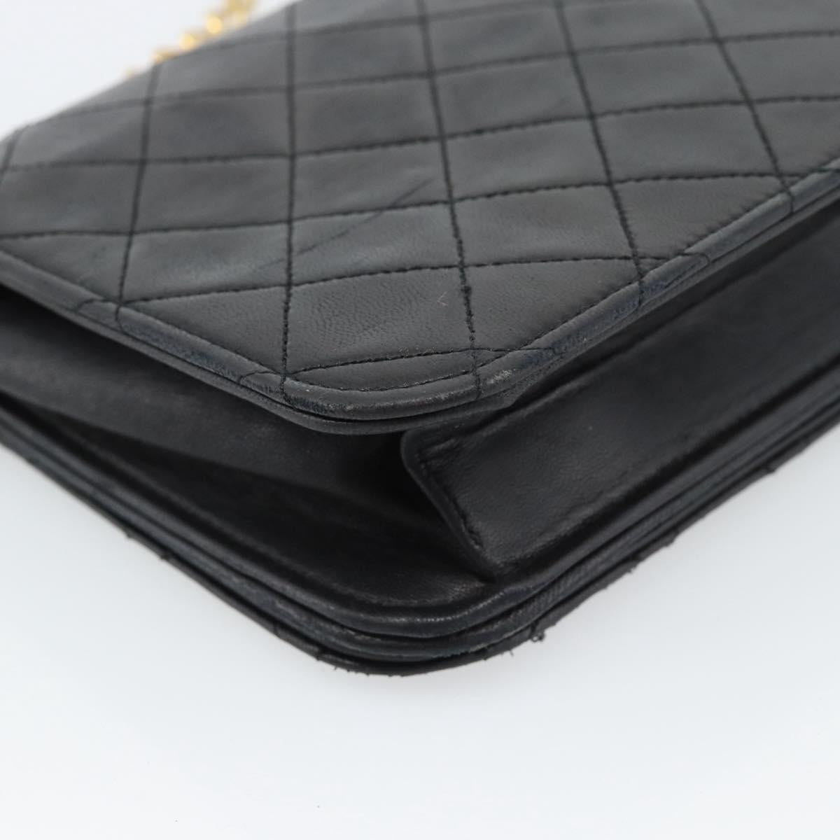 CHANEL Matelasse Chain Shoulder Bag Lamb Skin Black CC Auth 62395