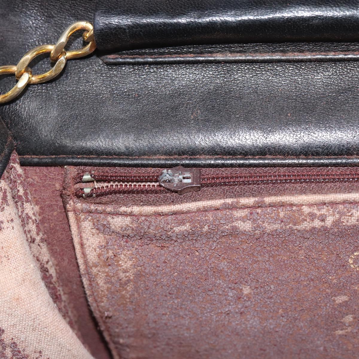 CHANEL Matelasse Chain Shoulder Bag Lamb Skin Black CC Auth 62395