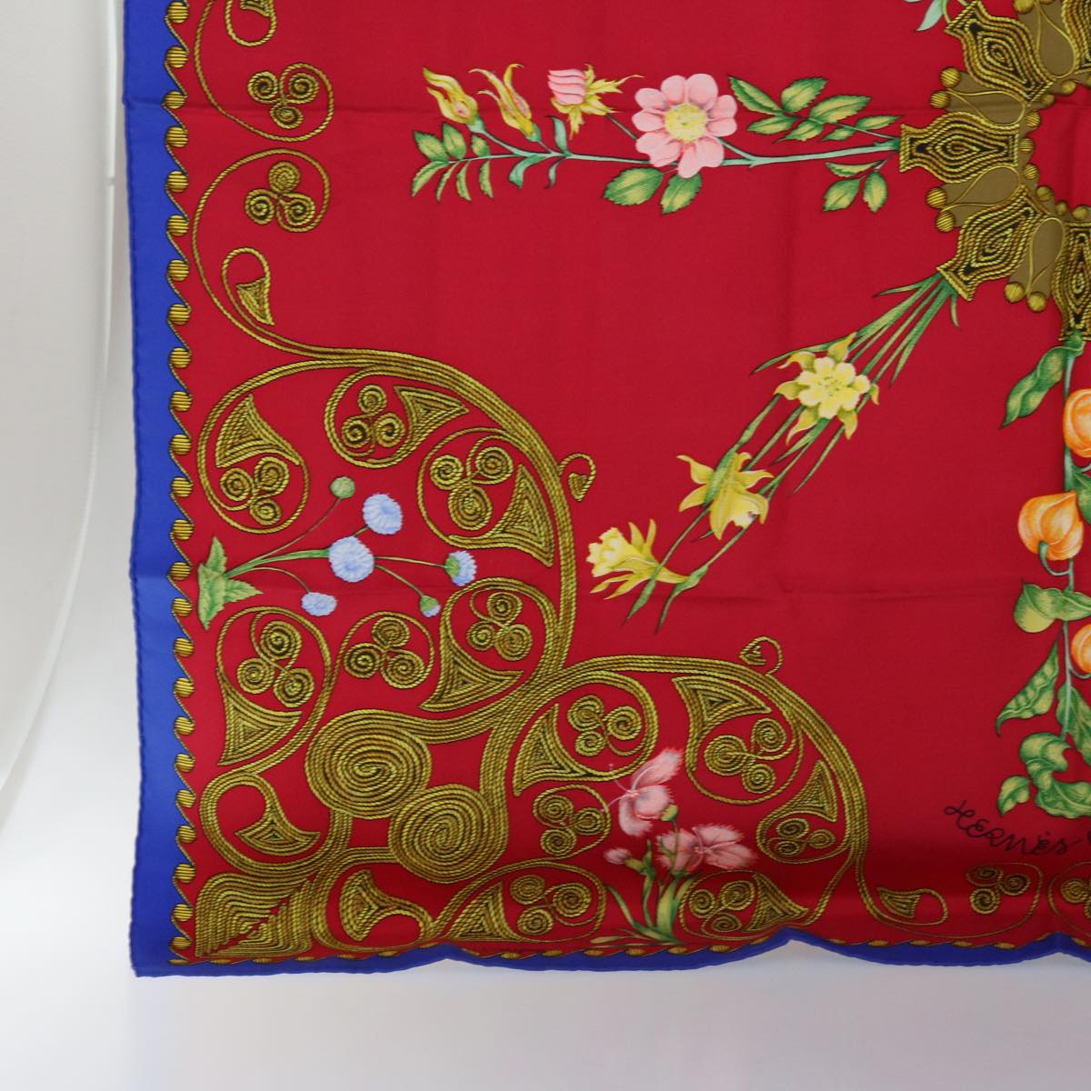 HERMES Carre 90 ARABESQUES Scarf Silk Red Auth 62408