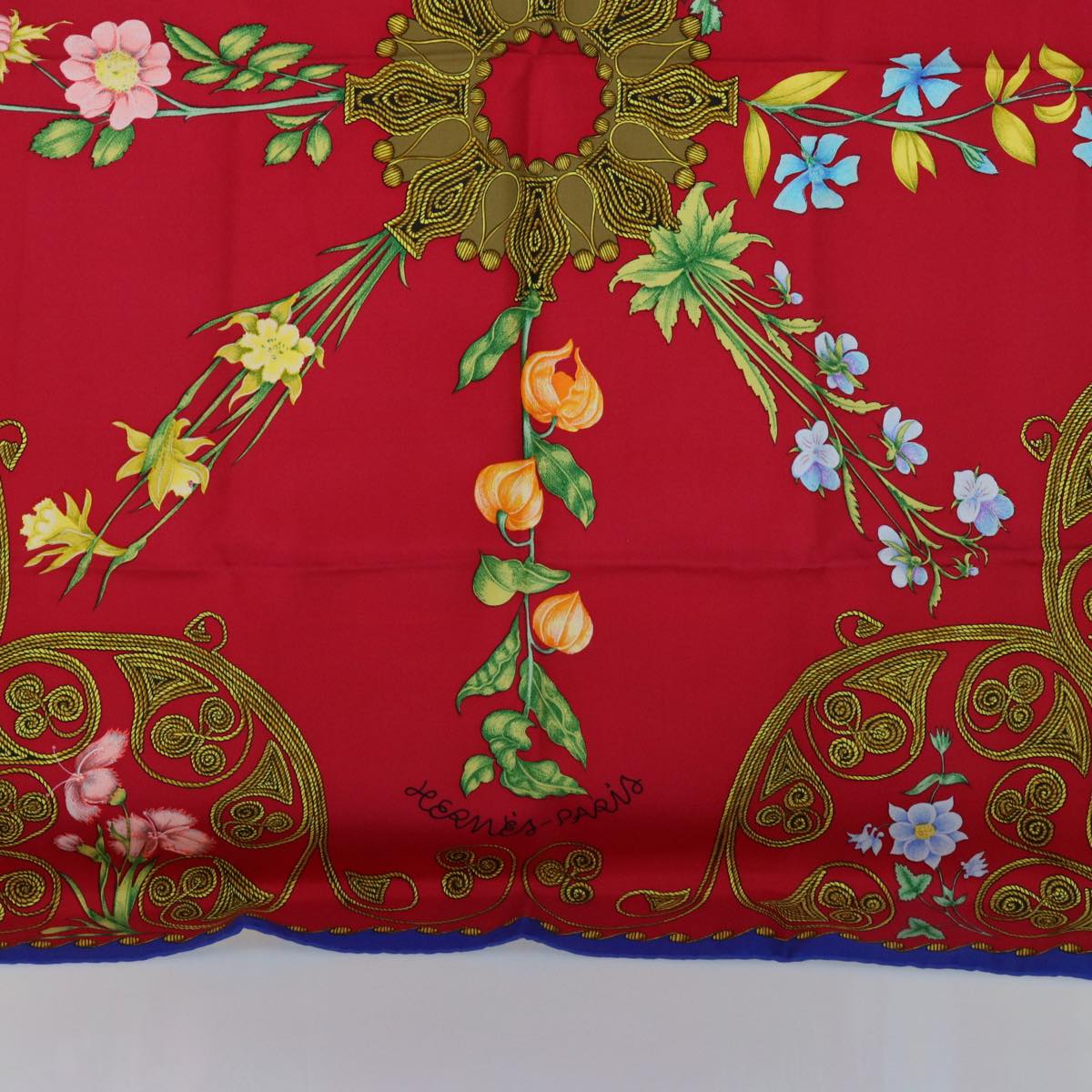 HERMES Carre 90 ARABESQUES Scarf Silk Red Auth 62408